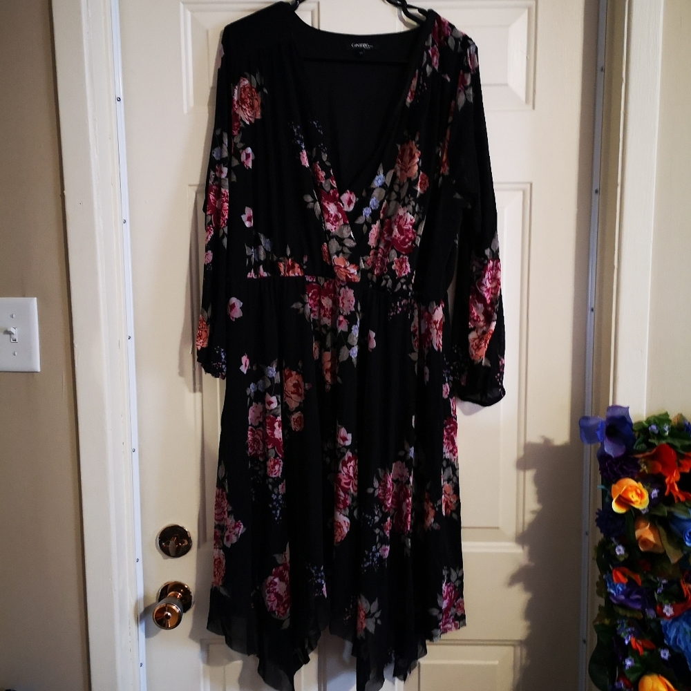 Floral deep v dress